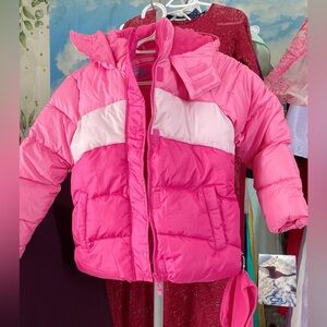 CB Sport little Girl’s fur puffer hooded jacket hat coat pink s 8 7 🎁 Christmas